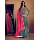 Grey Heavy Rayon Embroidered Stone Worked Floor Length Gown Suit