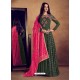 Dark Green Heavy Rayon Embroidered Stone Worked Floor Length Gown Suit