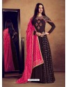 Deep Wine Heavy Rayon Embroidered Stone Worked Floor Length Gown Suit