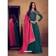 Teal Heavy Rayon Embroidered Stone Worked Floor Length Gown Suit