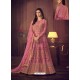 Hot Pink Butterfly Net Embroidered Stone Worked Anarkali Suit