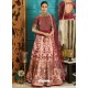 Maroon And Pink Jacquard Silk Embroidered Designer Lehenga Choli