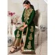 Dark Green Faux Georgette Embroidered Cording Worked Straight Suit