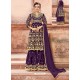 Purple Satin Georgette Embroidered Sharara Salwar Suit