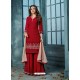 Red Georgette Embroidered Designer Palazzo Suit