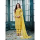 Yellow Georgette Embroidered Designer Straight Suit