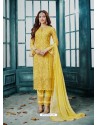 Yellow Georgette Embroidered Designer Straight Suit