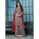 Grey Georgette Embroidered Designer Palazzo Suit