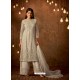 Light Grey Net Diamond Worked Designer Straight Suit