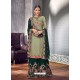 Dark Green Faux Georgette Heavy Embroidered Sharara Salwar Suit