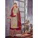 Grey And Maroon Faux Georgette Heavy Embroidered Sharara Salwar Suit