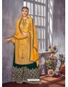 Yellow And Green Faux Georgette Heavy Embroidered Sharara Salwar Suit