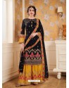 Black And Yellow Faux Georgette Heavy Embroidered Sharara Salwar Suit