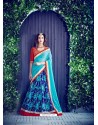 Sky Blue Banglori Silk Printed Lace Worked Designer Lehenga Choli