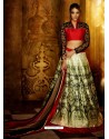 Gold And Red Banglori Silk Printed Lace Worked Designer Lehenga Choli
