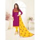 Purple And Yellow Jacquard Embroidered Churidar Suit