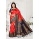 Red And Navy Rappier Silk Designer Saree