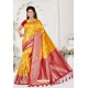Yellow And Red Rappier Silk Designer Saree