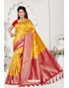 Yellow And Red Rappier Silk Designer Saree