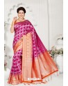 Rani And Orange Rappier Silk Designer Saree