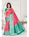 Red And Green Rappier Silk Designer Saree