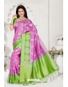 Pink And Green Rappier Silk Designer Saree