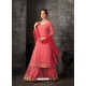 Peach Georgette Stone Embroidered Palazzo Suit