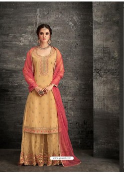 Yellow Georgette Stone Embroidered Palazzo Suit