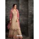 Light Beige Georgette Stone Embroidered Palazzo Suit