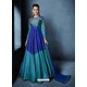 Teal Blue Soft Tapeta Silk Heavy Embroidered Floor Length Suit