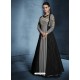 Grey And Black Soft Tapeta Silk Heavy Embroidered Floor Length Suit