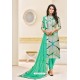 Jade Green And Multi Coloured Maslin Silk Embroidered Straight Suit