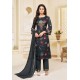 Carbon Black Maslin Silk Embroidered Straight Suit