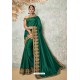 Dark Green Silk Designer Lace Bordered Party Wear Saree