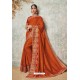 Orange Silk Designer Lace Bordered Party Wear Saree