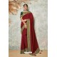 Maroon Silk Designer Lace Bordered Party Wear Saree