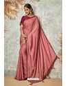 Old Rose Silk Designer Lace Bordered Party Wear Saree