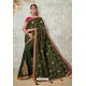 Mehendi Silk Designer Lace Bordered Party Wear Saree
