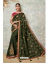Mehendi Silk Designer Lace Bordered Party Wear Saree