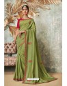 Green Silk Designer Lace Bordered Party Wear Saree