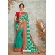 Aqua Mint Silk Designer Lace Bordered Party Wear Saree