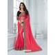 Fuchsia Shimmer Net Embroidered Party Wear Saree