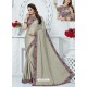 Grey Georgette Embroidered Party Wear Saree