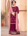 Purple Georgette Heavy Embroidered Palazzo Suit
