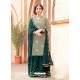 Dark Green And Grey Georgette Heavy Embroidered Palazzo Suit