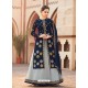 Navy Blue And Grey Georgette Heavy Embroidered Palazzo Suit