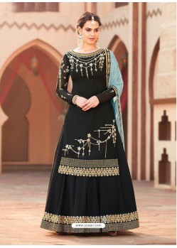 Black Georgette Heavy Embroidered Palazzo Suit