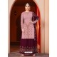 Mauve And Deep Wine Georgette Heavy Embroidered Palazzo Suit