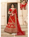 Red Pure Heavy Silk Heavy Embroidered Wedding Lehenga Choli