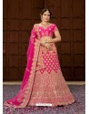 Hot Pink Pure Heavy Silk Heavy Embroidered Wedding Lehenga Choli